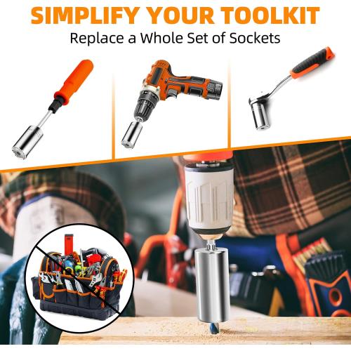 Fathers Day Dad Gifts from Daughter Son Wife Super Universal Socket Tools Gifts for Mens Grip Socket Set with Power Drill Adapter Cool Tools Gadgets for Dad Valentines Day Gifts (1)