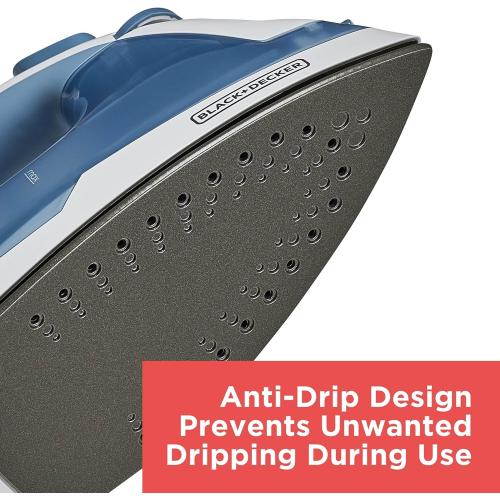 BLACK DECKER Easy Steam Compact Iron for Clothes, Automatic Shutoff, Nonstick Plate, Light Weight, 1200 Watts