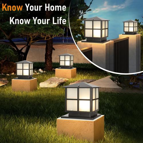 SLAWA Outdoor Post Lights Fixture, Modern Yard Entry Outdoor Column Lights with Aluminum Housing, Patio Pillar Lights Outdoor with Tempered Glass, IP65 Waterproof