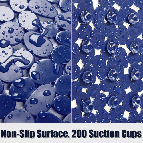 SONGZIMING Bathtub Mat Non Slip Pebble Bath Shower Mat with Drain Holes, Suction Cups Mat for Tub 16 W x 35 L, Navy Blue