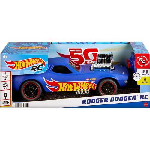 Hot Wheels 1:16 Scale RC Rodger Dodger Toy Car, Special 50th Anniversary Edition Remote Control Vehicle