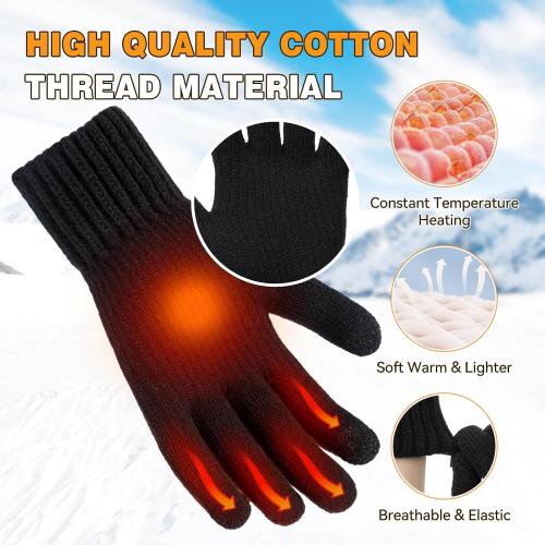USB Heated Gloves for Women Men, Winter Gloves Full Finger Hand Warmers Gloves 3 Levels Temperature Adjustable Fast Heating Electric Heated Gloves for Outdoor Skiing Cycling Hiking (Dark black5)
