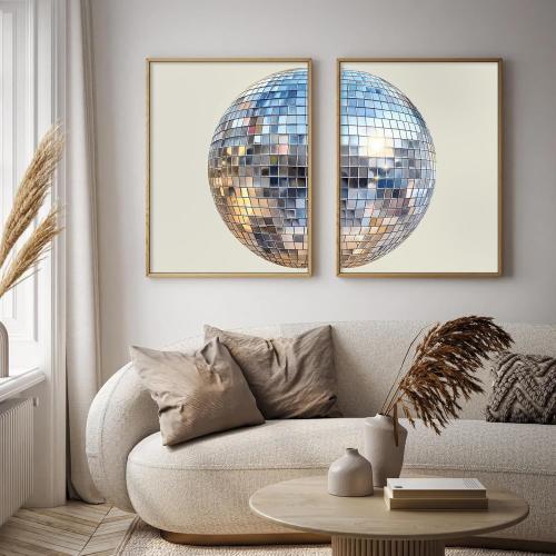 Size 24x36 Set of 2 Disco Ball Wall Art Aesthetic Preppy Canvas Wall Decor Disco Ball Poster Funky Art Retro Trendy Prints Girly Pictures for Living Room Bedroom 24x36 Inch Unframed Set of 2