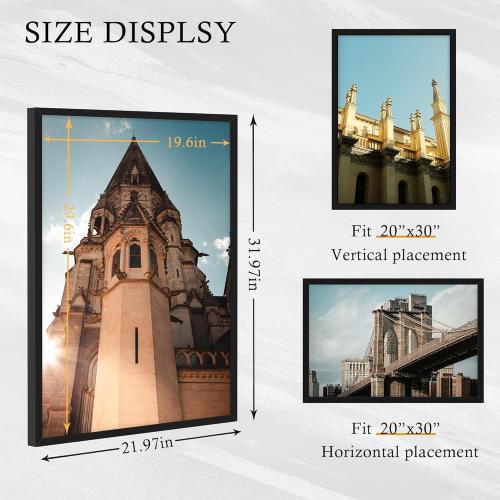 20x30 Poster Frame 2 Pack, 20 x 30 Picture Frame for Posters and Art Prints, Horizontal or Vertical Wall Mounting