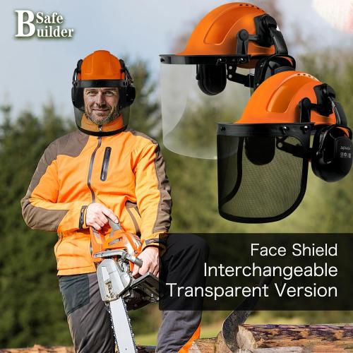 Q20X Forestry Safety Helmet 3 in 1 Chainsaw Arborist Helmet with Face Shield Ear Muffs Hearing Protection Hard Hats ANSI Z89.1 OSHA