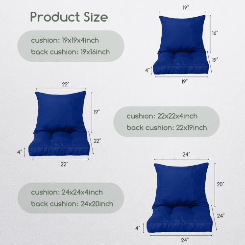 Color Navy Blue HIGOGOGO 22 x 22 Outdoor Cushions for Patio Furniture, Outdoor Seat Cushions with Resistant Waterproof Cover for Yard Garden, Navy