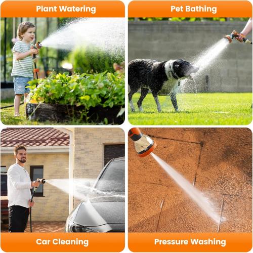 Size 1/2 x 100ft Color Orange Retractable Garden Hose Reel 1/2” x 100ft, Auto Rewind Hose Reels for Outside, Heavy-Duty Wall-Mounted Outdoor Hose, 10-Mode Nozzle, Adjustable Length, 180° Rotation for Watering, Car & Pet Washing