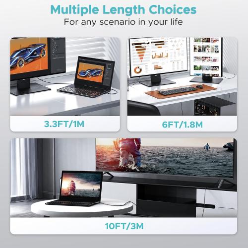 WARRKY 4K DisplayPort to HDMI Cable [UHD, Metal Case, Nylon Cable] 6FT Unidirectional Display Port 1.2 Source to HDMI 1.4 Screen, DP to HDMI Compatible for Computer, NVIDIA, AMD, Dell, Lenovo, Monitor