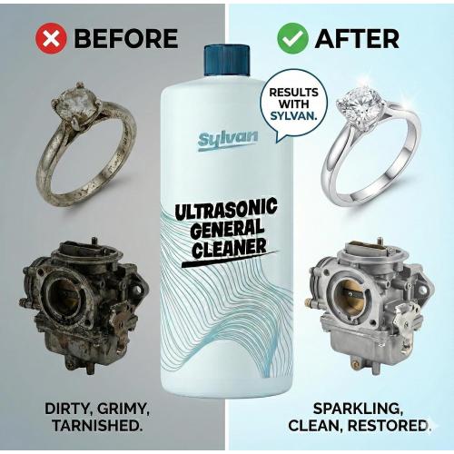 Ultrasonic Cleaner Solution Concentrate | Makes 50 Gal. | Made in The USA | For All Ultrasonic Machines | Cleaning Liquid 32 Oz.