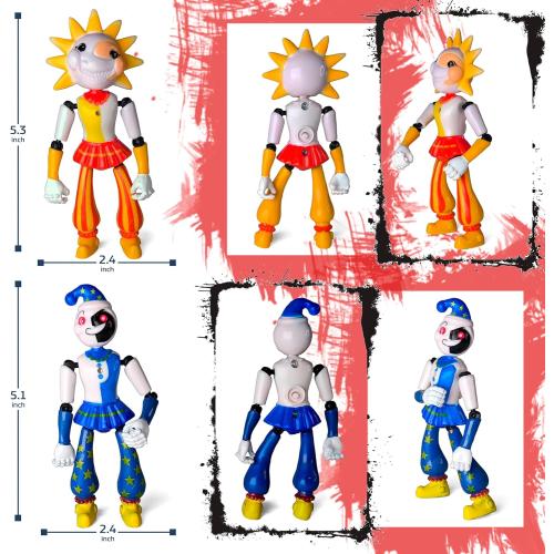 Toysvill 9 PCS Inspired by Five Night Toys, Security Breach Action Figures [Springtrap, Bonnie, Roxanne Wolf, Glamrock Chica, Montgomery Gator, Glamrock Fred, Vanny, Sundrop, Moondrop]