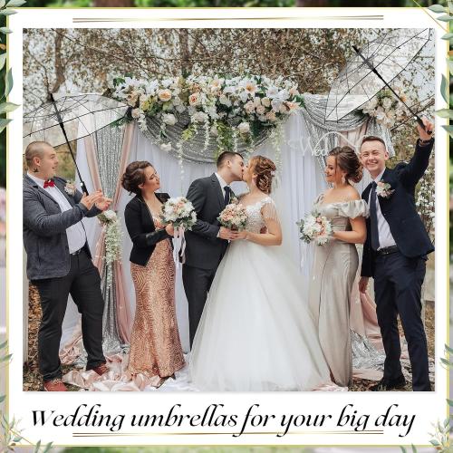 12 Pcs Wedding Umbrellas Bulk, 41 Inch Wedding Stick Umbrellas with Wooden Handle