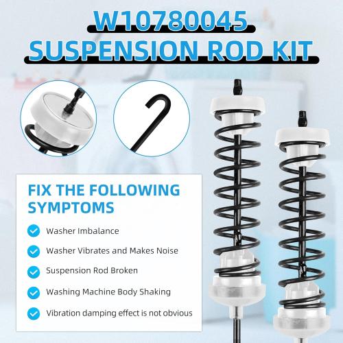 W10780045 WTW4816FW2 NTW4516FW2 NTW4605EW0 NTW4516FW1 WTW4800BQ1 Washer Suspension Rod Kit for Amana Whirlpool Kenmore WTW4800BQ0 RTW4516FW1 WTW4815EW0 NTW4516FW0 WTW4815EW1 WTW4816FW1 W10821951