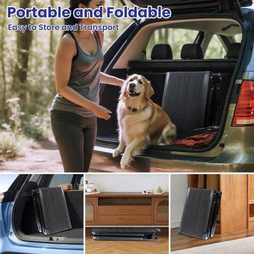Dog Ramp for Car, 71''x 17'' Extra Long Folding Dog Ramps, Pet Ramp for Large Dogs with Non-Slip Rug Surface, Portable Dog Steps Up to 250LBS, Outdoor Dog Ramp for Car, SUV, Truck