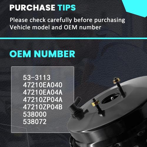 PartsFlow Power Brake Booster 53-3113 Compatible with Nissan Frontier 2005-2021 Xterra 2005-2015 4.0L V6 2.5L L4 2.4L L4 47210EA040 47210ZP04A
