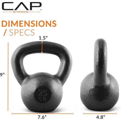CAP Barbell Cast Iron Kettlebell - Coated Options, Singles and Sets, Multiple Weight Choices