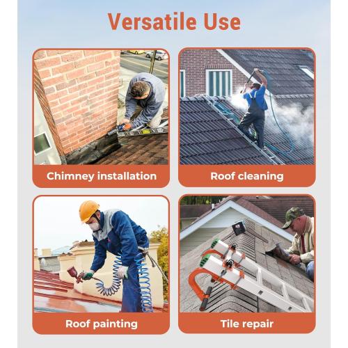 2 Pack Heavy Duty Steel Ladder Hooks for Roof with Wheel & Rubber Grip T-Bar - 500 lbs Weight Capacity, Compatible with Little Giant, Extension Ladders, Easy Access Steep Roofs