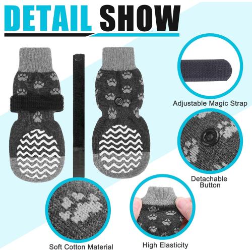 EXPAWLORER Anti Slip Dog Socks to Prevent Licking Paws, Dog Shoes for Hot Pavement, Dog Booties for Small Medium Large Senior Dogs, Traction Control Boots & Paw Protectors for Hardwood Floors