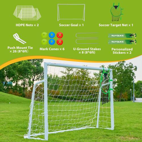 Soccer Goal 12×6, 8×6 and 6×4 FT Soccer Goals for Backyard, 2Diameter Steel Soccer Goal for Kids and Adults Large soccer goal Powder Coated Galvanized Steel Post With Soccer Target Net for Training