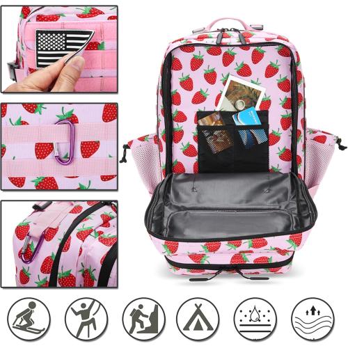 45L Tactical Assault Backpack 3 day assault pack with Molle Waterproof backpack Rucksack for Tactical Backpacks (Strawberry)