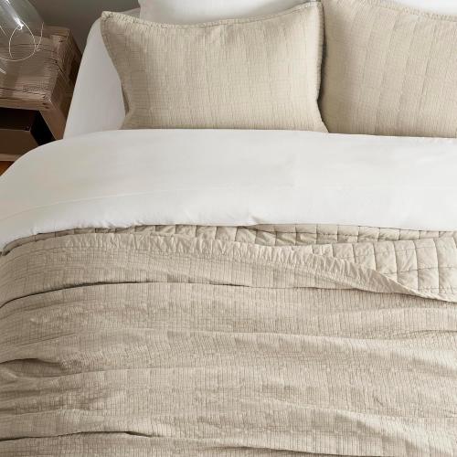 EVERGRACEHOME Stonewashed Cotton Quilt  Ultra Soft Oversized Bedspread Coverlet , Lightweight Crinkle Box  for All Season,