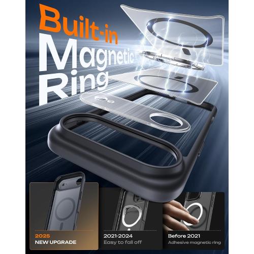 TOCOL for iPhone Air Case, Compatible with Magsafe, Full Camera Protection, Built-in Magnetic Ring, Drop Protection, Slim Thin Translucent Matte Phone Case for iPhone 17 Air (Black)