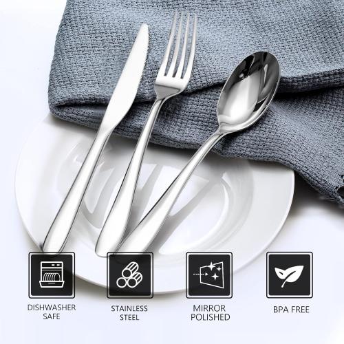 9Pc Silverware Set,SANTUO Stainless Steel Knives Spoon Forks Set for Home, Kitchen and Restaurant, Mirror Polished& Dishwasher Safe (9Pcs-Silverware set)