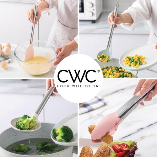 COOK WITH COLOR Silicone Cooking Utensils, Kitchen Utensil Set, Easy to Clean Silicone Kitchen Utensils, Cooking Utensils for Nonstick Cookware, Kitchen Gadgets Set, 38 Piece, Mint