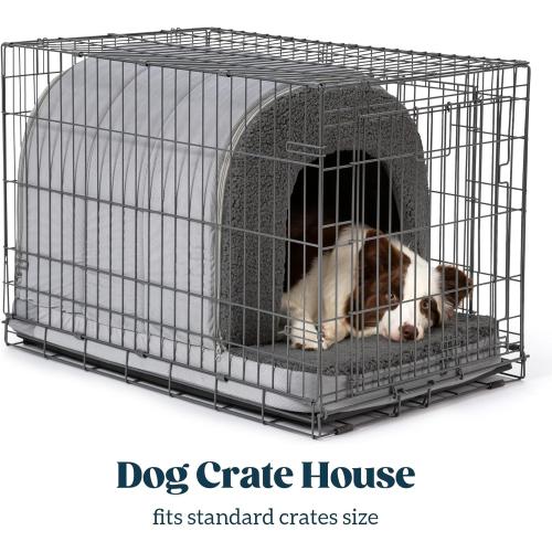 Orthopedic Dog Bed House - Dog House Indoor with Egg-Crate Foam - Tent Bed with Waterproof Lining & Nonskid Bottom, Ideal for Medium Breeds & Fits 30-Inch Crate - Gray