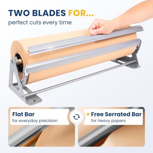 DIY Crew 36 Inch Paper Roll Dispenser and Cutter - Heavy-Duty Wall Mountable, Non Slip Tabletop - Kraft, Freezer, Butcher Paper - Up to 1000ft Rolls