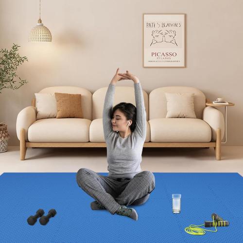 Fitvids Puzzle Exercise Gym Flooring Mat, High-Density EVA Interlocking Tiles Workout Mat for Home Gym, Fitness Equipment, MMA, Gymnastics, Shock-Absorbing Exercise Mat