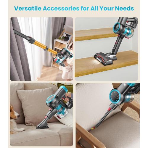 Cordless Vacuum Cleaner, 550W/45Kpa Vacuum Cleaners for Home with Self-Standing, MAX 60Mins Vacuum with LED Display, Anti-Tangled Vacuum Cleaner, Stick Vacuum for Carpet/Pet Hair