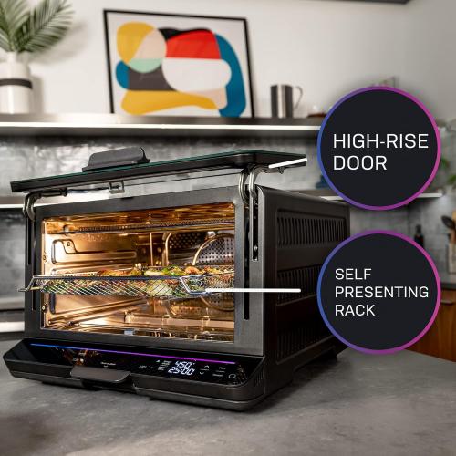 GE Profile Smart Oven with No Preheat, 11-in-1 Countertop Oven including Air Fry, Warm, Toast, Broil, Roast, Pastry, Reheat, and more, WiFi and Smart Connected, Black (Little Damaged, see the picture)