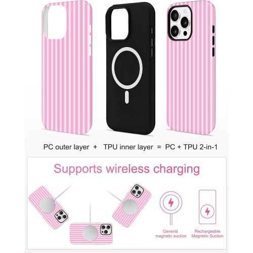 Jusy Magnetic Striped Phone Case for iPhone 16 Plus,Dark Pink