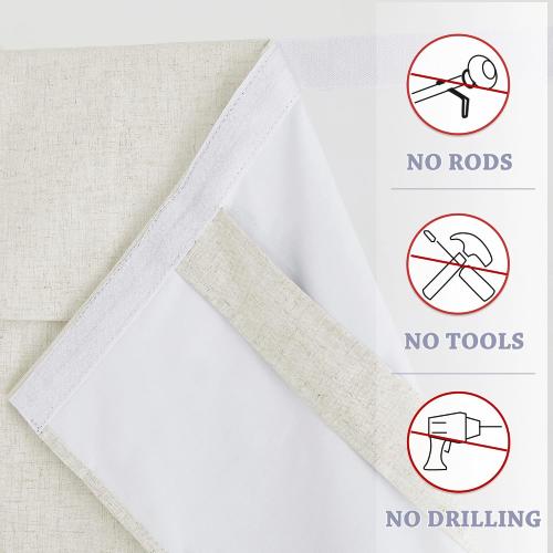 RYB HOME 100% Blackout Tricia Door Curtains, Linen Textured Blend Thermal Insulating Privacy French Door Window Tie Up Shades Sidelight Curtains for Kitchen, W 26 x L 72 inches, Linen, 1 Panel