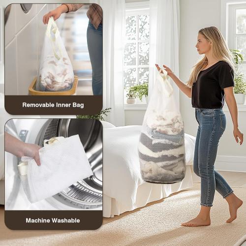 Bathola Slim Laundry Hamper with Lid, Dirty Clothes Hampers for Laundry, Collapsible Laundry Baskets for Small Spaces, Bedroom, Bathroom, Laundry Room, Beige