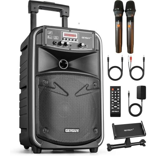 GTSK8-2 Portable Bluetooth PA Speaker with Microphone - 8’’ Subwoofer, W/Built-in Rechargeable Battery, All-in-One PA System for Karaoke, Parties & Events, Rechargeable Speaker System