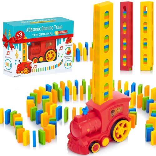 Atlasonix Domino Train - Domino Train for Kids, Dominos Trains Toys, Kids Dominos Set 300/220/160 Pcs, Automatic Set, Montessori Educational, Toys for Autistic Kid Ages 3-5, 160