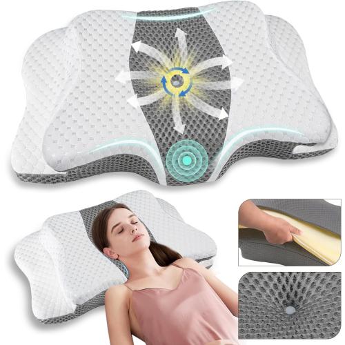 Pain Relief Cervical Pillow for Neck Support,Adjustable Ergonomic Pillow Cozy Sleeping,Odorless Orthopedic Memory Foam Pillows,Contour Bed Pillow for Side Back Stomach Sleeper