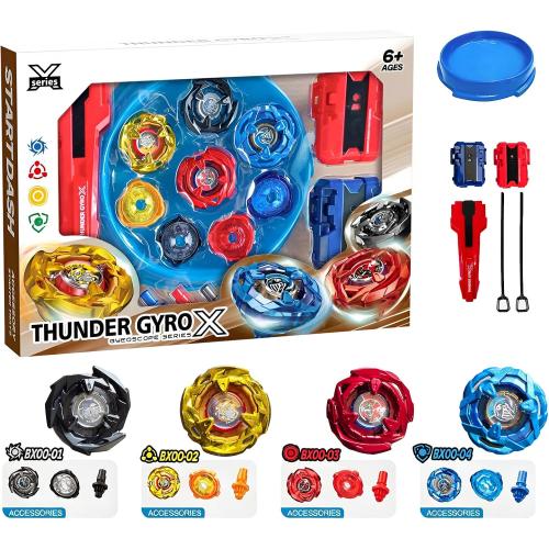 Gyro X Pro 4 Tops w/2 Launchers,Arena,Kids Xmas Halloween Birthday Gift