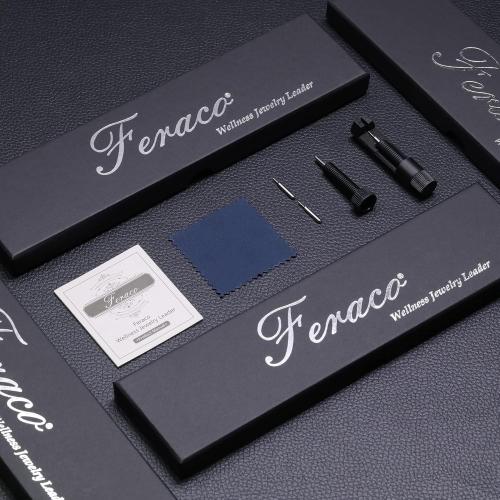 Feraco Mens Magnetic Bracelets, Classic Balck Titanium Stainless Steel Bracelets with Natural Hematite Magnet Stones,Men's Jewelry Gifts,8.66 inch