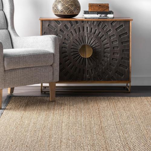 nuLOOM 2x8 Elijah Seagrass Area Rug, Dark Grey, Solid Farmhouse Style, Cotton Bordered, Basketweave, Natural Fiber, For Bedroom, Dining Room, Living Room, Hallway, Office, Kitchen, Entryway