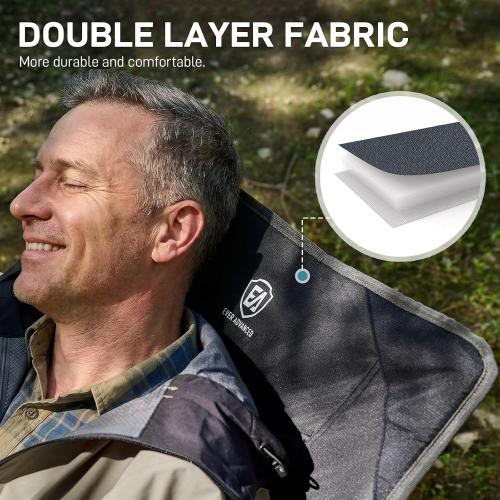 EVER ADVANCED Reclining Camping Chairs for Adult Supports 350lbs Grey | Lightweight, Folding Recliner with Adjustable Back, 4-Level Lounge Chairs, Portable Lawn Chairs