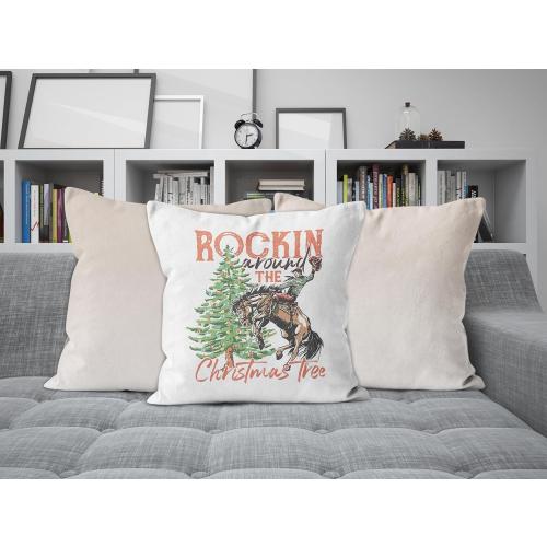 Western Christmas Decor - 18x18 Throw Pillow Covers for Bedroom & Sofa, Tree Decorations