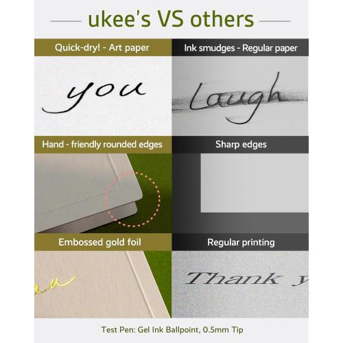 ukee's Gold Foil Thank You Cards with Envelopes Bulk, 32-Pack Embossed Blank Thank You Notes in 4 Colors w/Gold Seal Stickers - Minimalist Designs for Baby Shower, Wedding, Small Business, Graduation