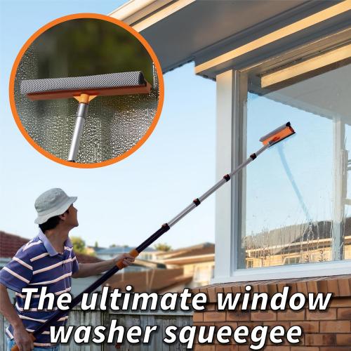 4-12 ft Window Washer Squeegee Kit with Extension Pole (20  Foot Reach) // Long Handle Squeegee for Window Cleaning & Car Cleaning Multi-Use//Telescopic Professional Window Cleaning Squeegee for Home