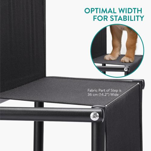 Navaris Dog Car Ramp - Folding Dogs 4 Step Ramp - Give Your Dog a Boost with Steps for Car - Stairs Come with Carry Bag