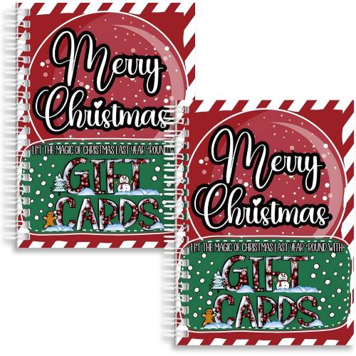 Christmas Gift Card Book 7 x 5 Inch Merry Christmas Booklet Organizer Greeting Card Album Keeper Personalized Gift for Merry Xmas Party Supplies(2 Pcs,Vintage)