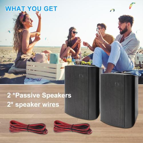 Herdio 6.5 Inch 400W Outdoor Speakers Wired Waterproof with Powerful Bass,Wall Mount Speakers for Patio Garage Covered Deck,All-Weather(Pair,Black)