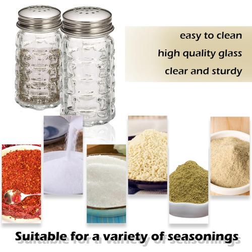 Retro Style Salt and Pepper Shakers with Stainless Tops (2)