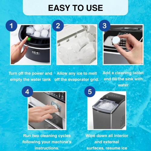 flowcheer Ice Maker Cleaner Tablets, Cleaning and Descaler for Countertop and Home Ice Machines, 24 Count for 1 Year, Suitable for Most Surfaces